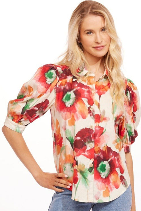 Palmira Top - Wild Poppies